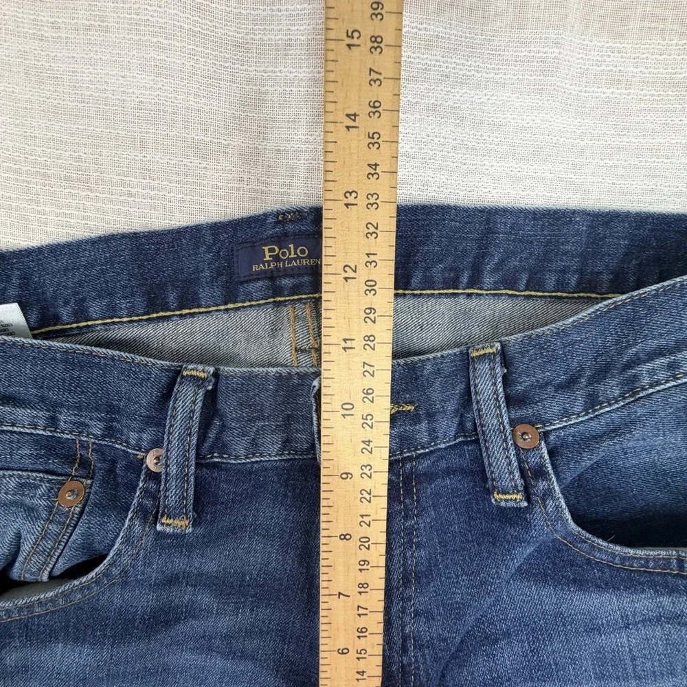 Polo Ralph Lauren Varick Slim Straight Men's Jeans Sz 34x33 Med Wash Whiskering